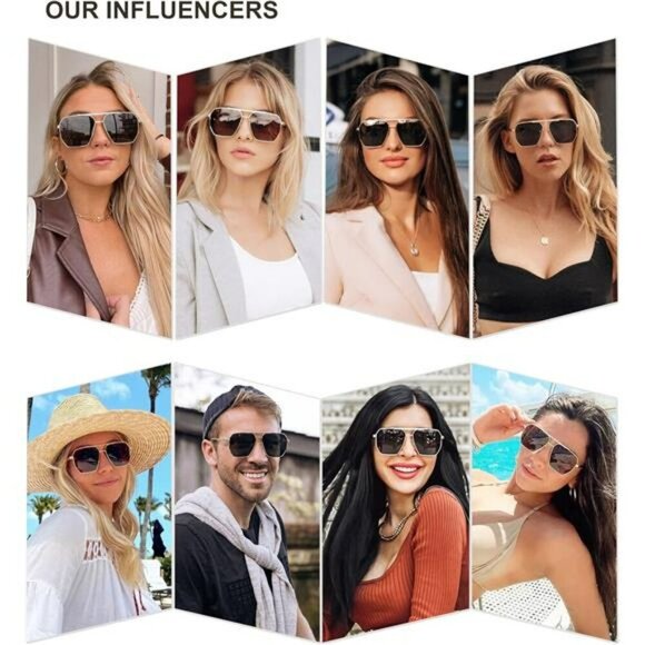 SOJOS Oversized Polarized Square Sunglasses Women Men Retro Aviator UV - Picture 2 of 7